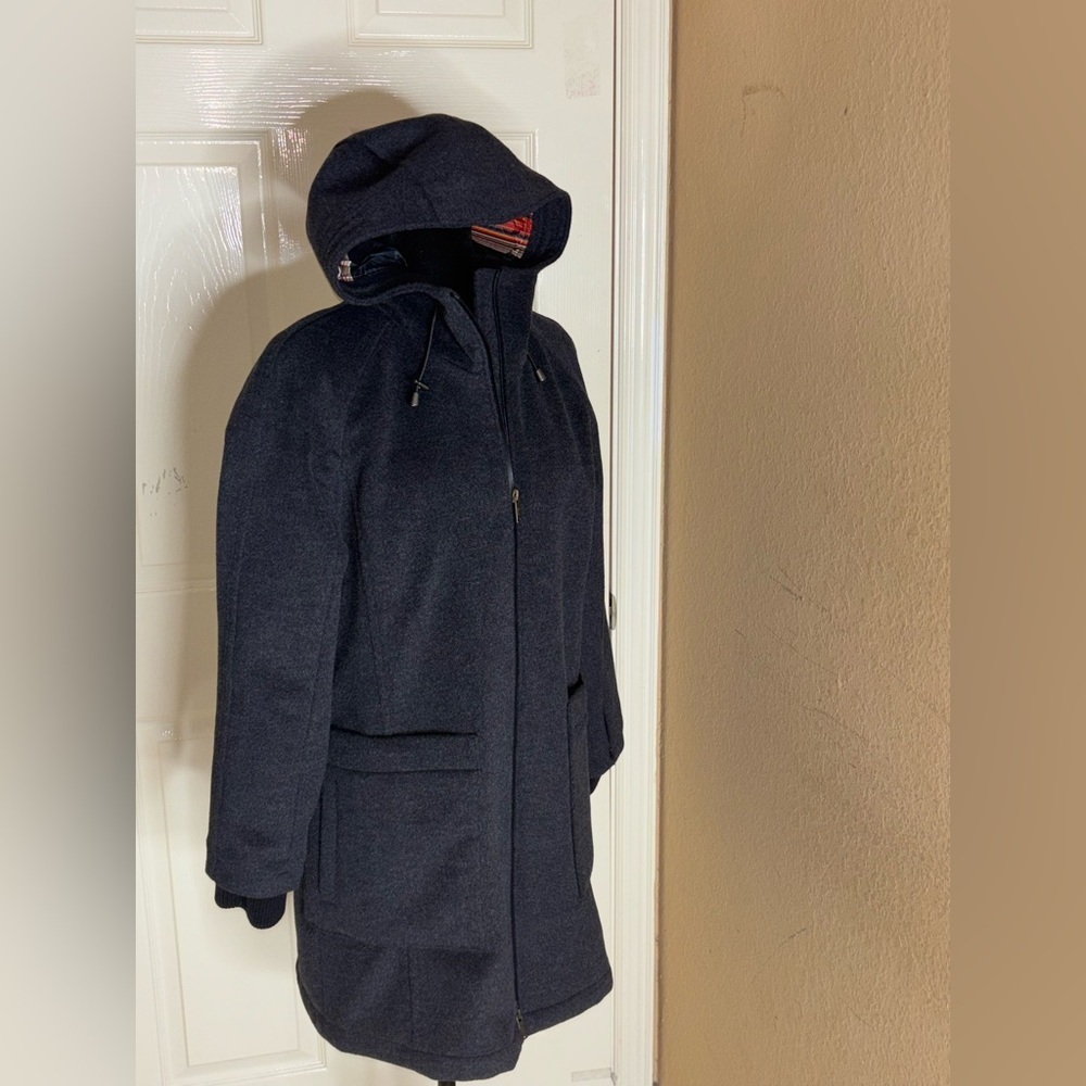 New Pendleton Women's Beverly Wool Blend Hooded Coat In Dark Gray Size Medium - Picture 2 of 13